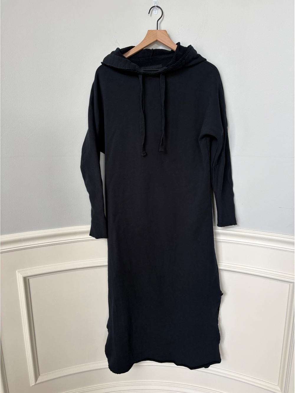 Frank & Eileen James Triple Terry Hooded Maxi Dress British Navy Small Worn Once